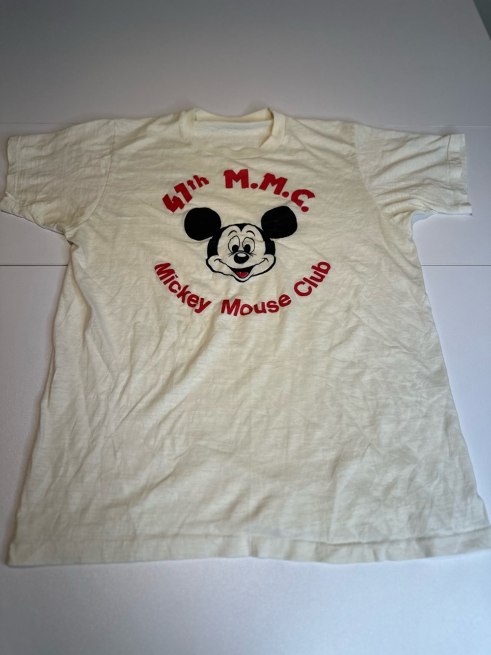 Disney Cream T-Shirt with Black & Red Mickey Graphic